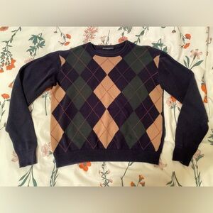 Brandy Melville Navy Argyle Sweater